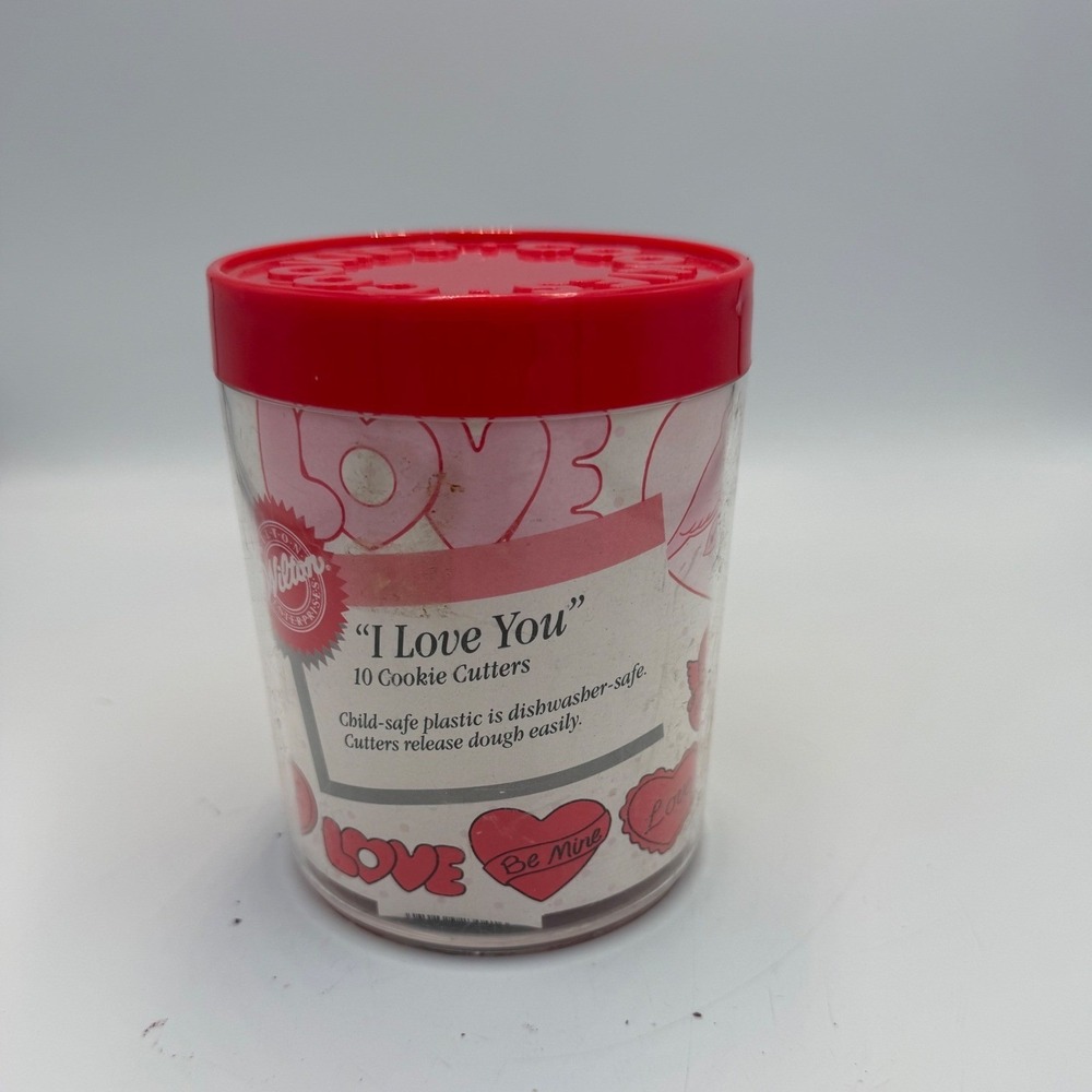 Vintage 1990 Wilton I Love You Cookie Cutters Set of 10 Valentine Heart Red